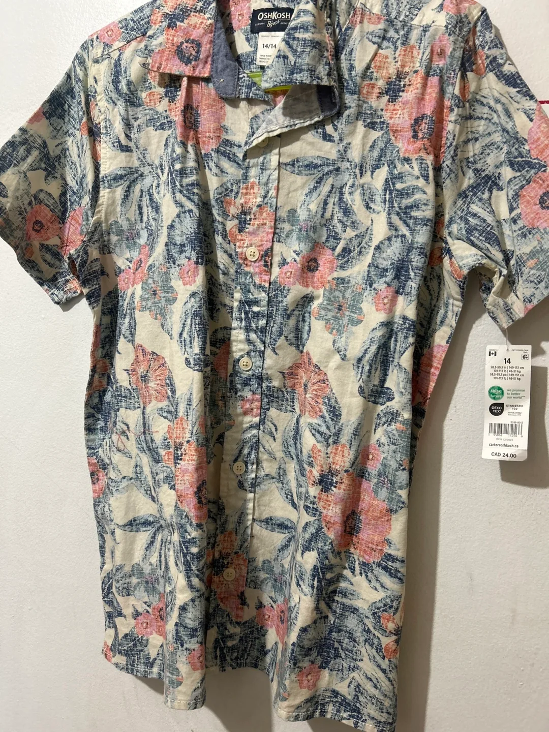 OshKosh Bgosh Floral Shirt - Size 14 thumbnail