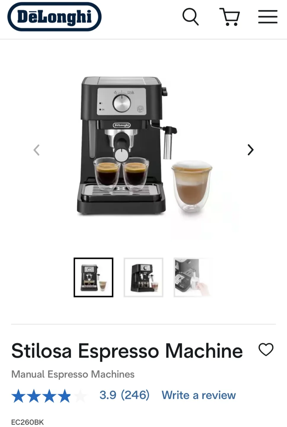 New DeLonghi Stilosa Espresso Machine EC260BK image indicator(4)