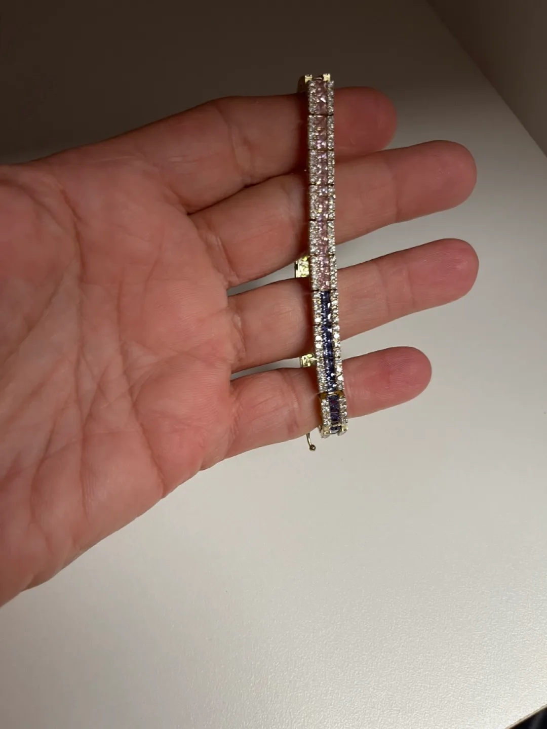 925 Silver Gold plated  Rainbow Tennis Bracelet thumbnail