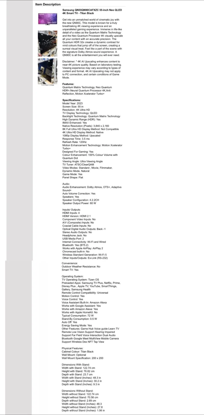 NEW! Samsung QN90C 55” Neo QLED 4K Smart TV - $1,808 image indicator(7)