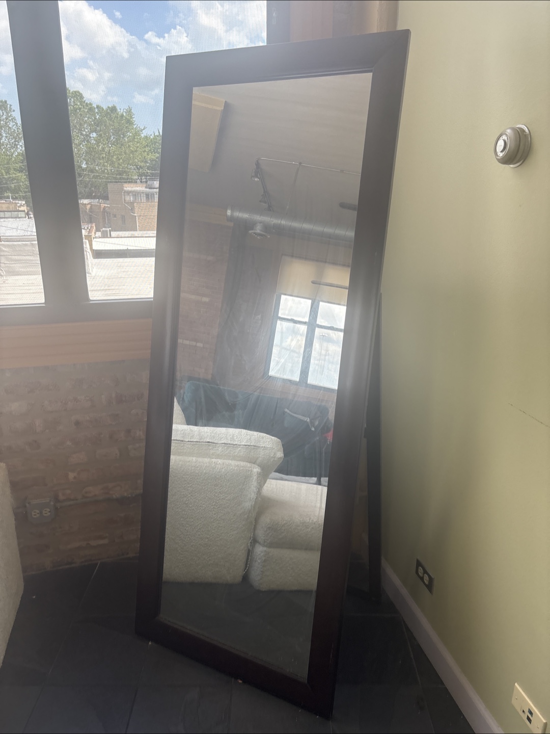 Full Length Brown Framed Mirror