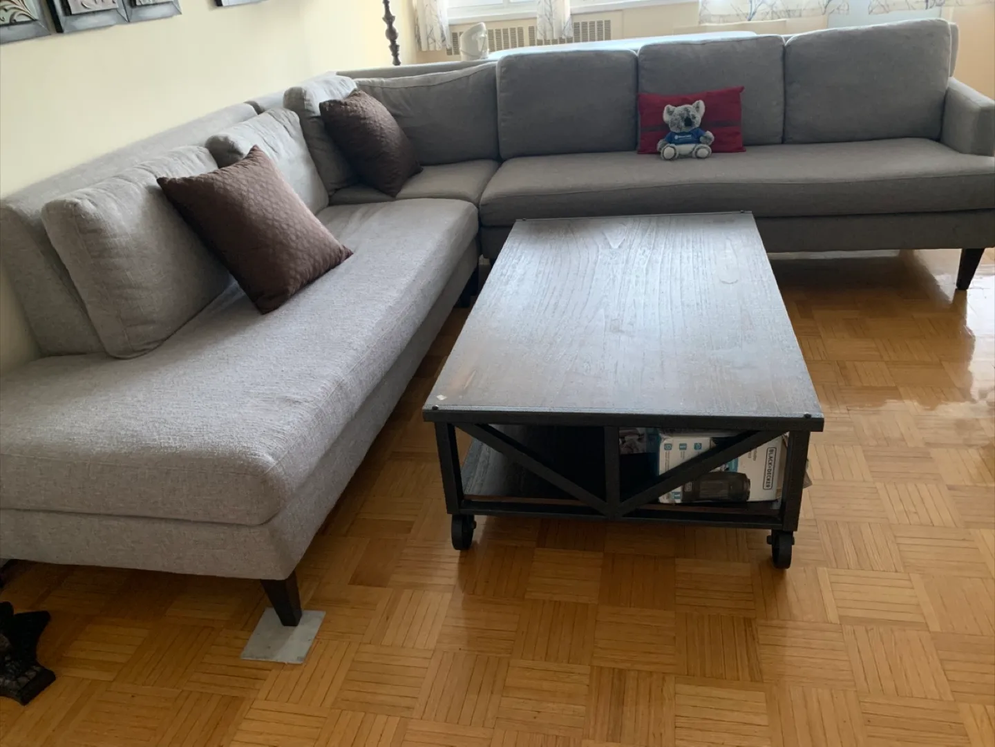 Grey Sectional Sofa and Coffee Table thumbnail
