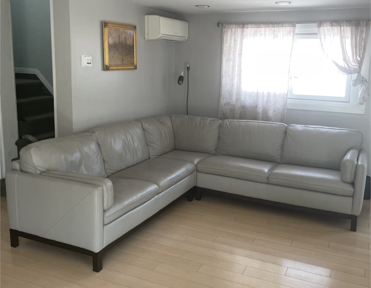 Grey Leather Sectional Sofa - photo 2