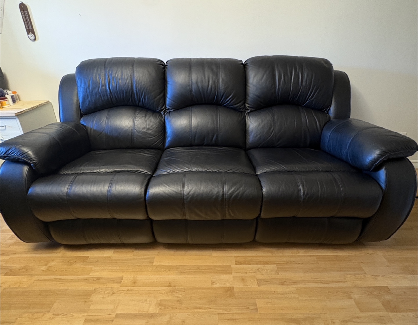 Black Leather Reclining Sofa