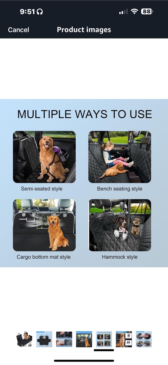 Dog Car Seat Cover - Large Pet Hammock - photo 2