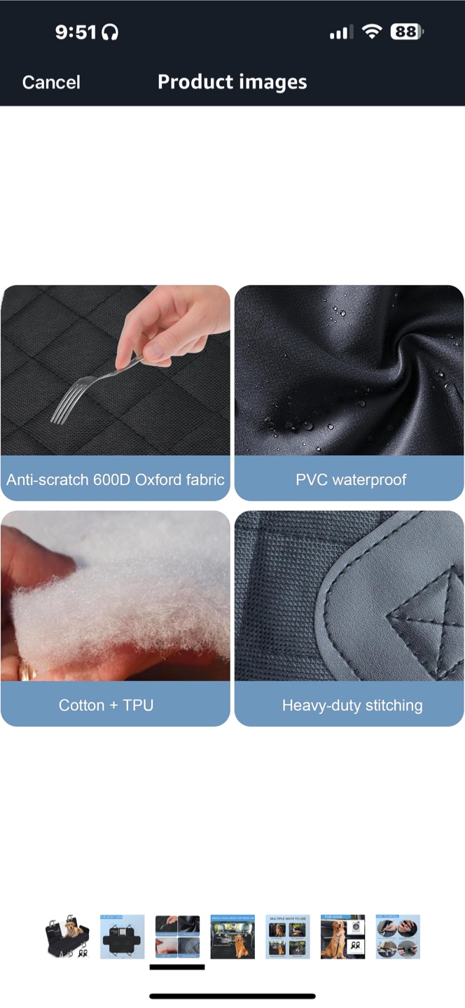 Dog Car Seat Cover - Large Pet Hammock - photo 3