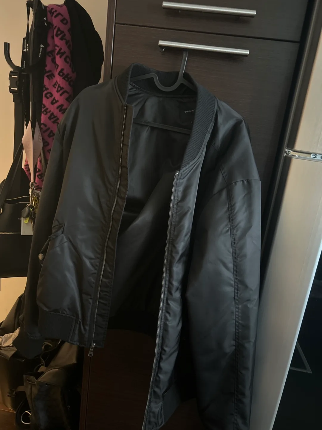Banana Republic Black Bomber Jacket - Size L thumbnail
