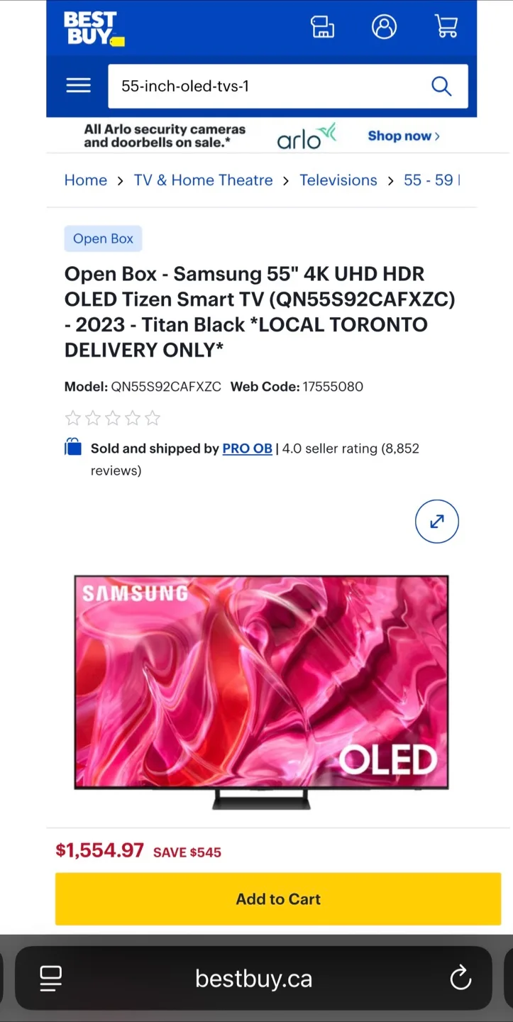 NEW! Samsung S92C 55” 4K UHD HDR OLED Tizen Smart TV - $2,373 image indicator(6)