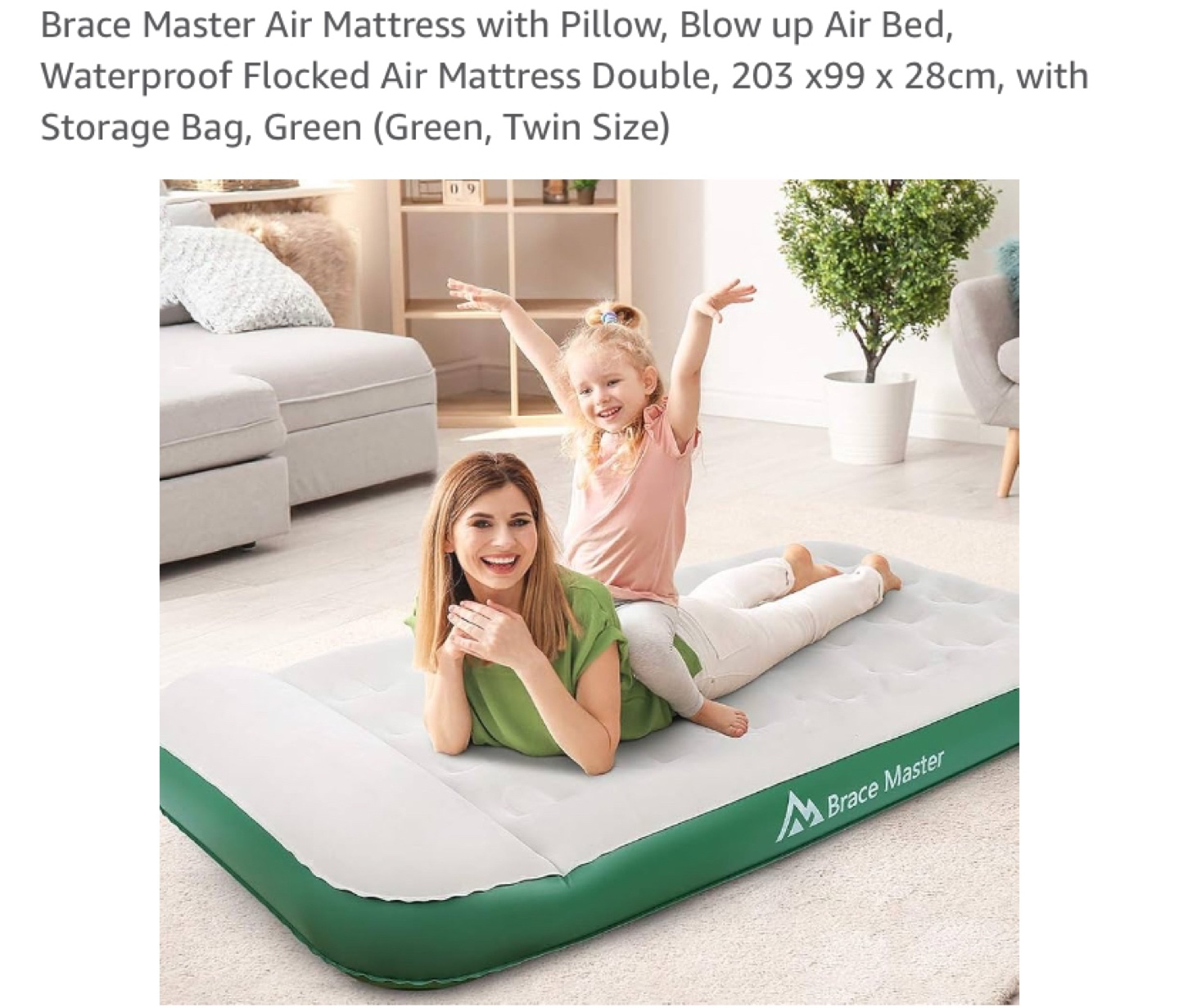 Brace Master Twin Size Air Mattress - Green