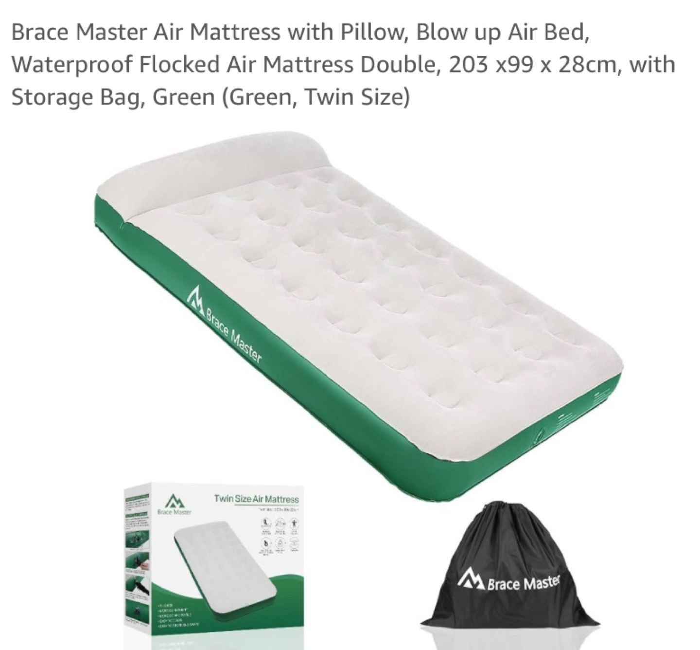 Brace Master Twin Size Air Mattress - Green - photo 3
