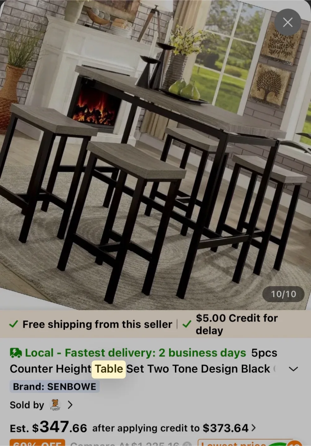 SENBOWE Counter Height Table Set - Two Tone Design image indicator(3)