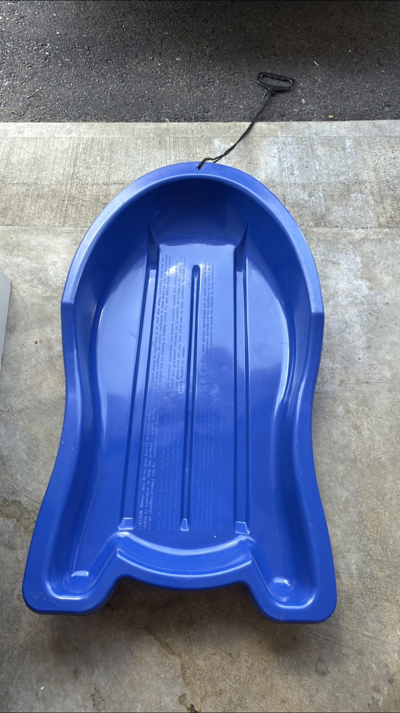 Blue Plastic Toboggan Sled