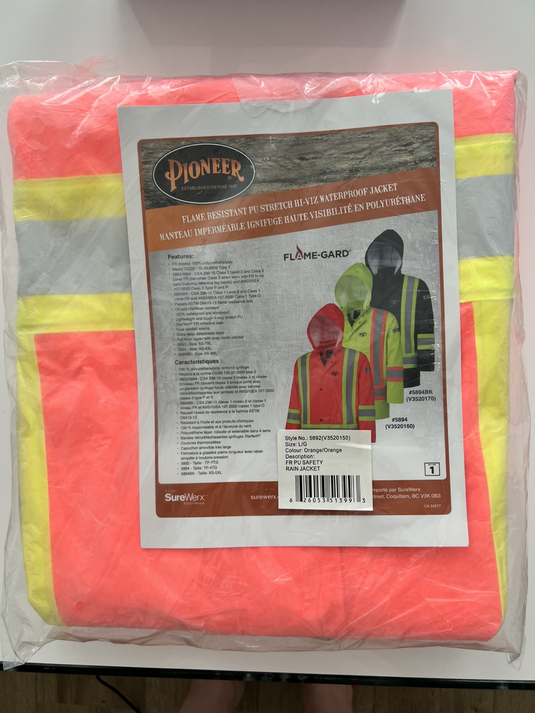 New Pioneer Hi-Viz Waterproof Jacket - Size L/G