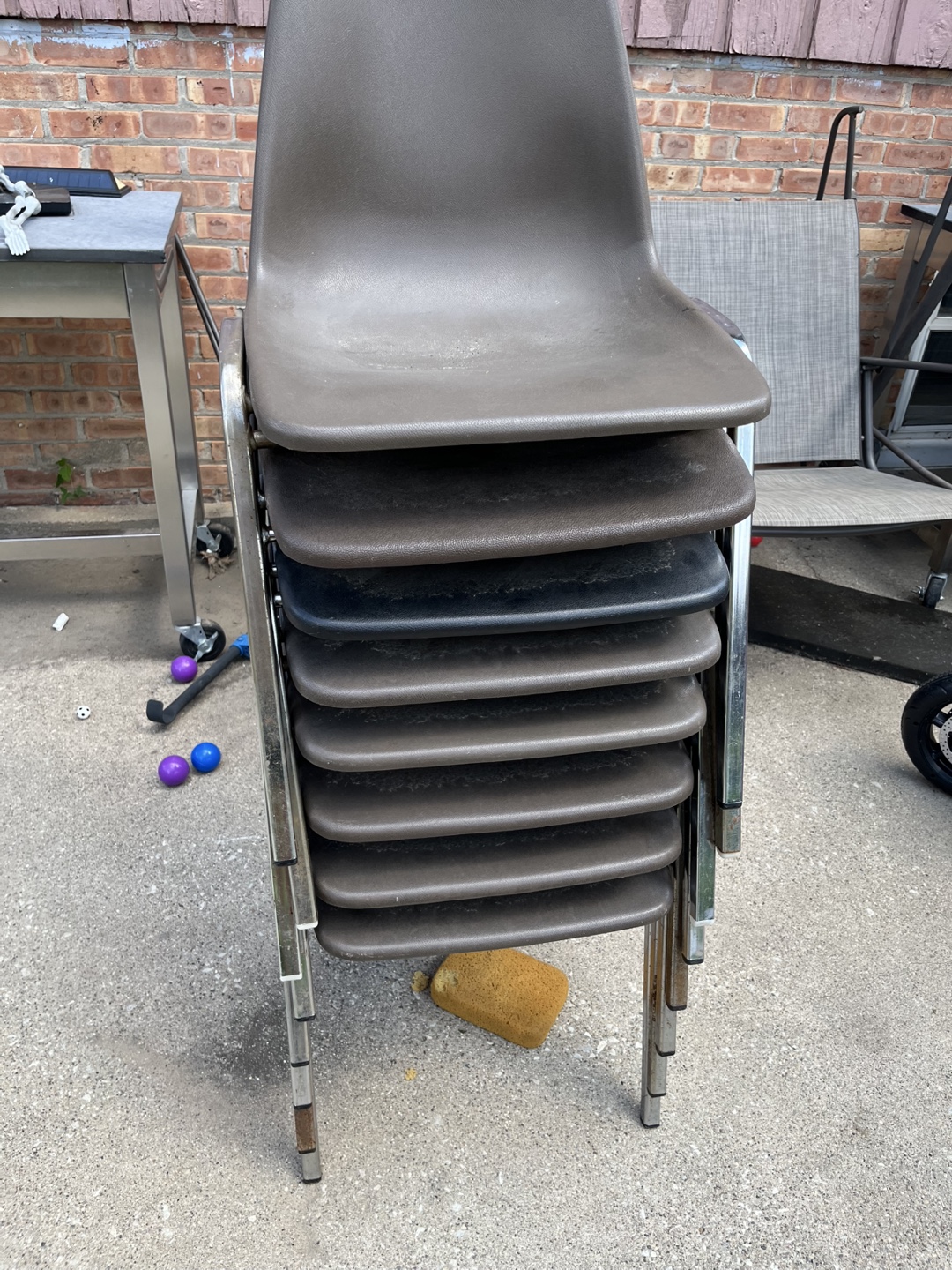 Stackable Brown Chairs - Set of 8