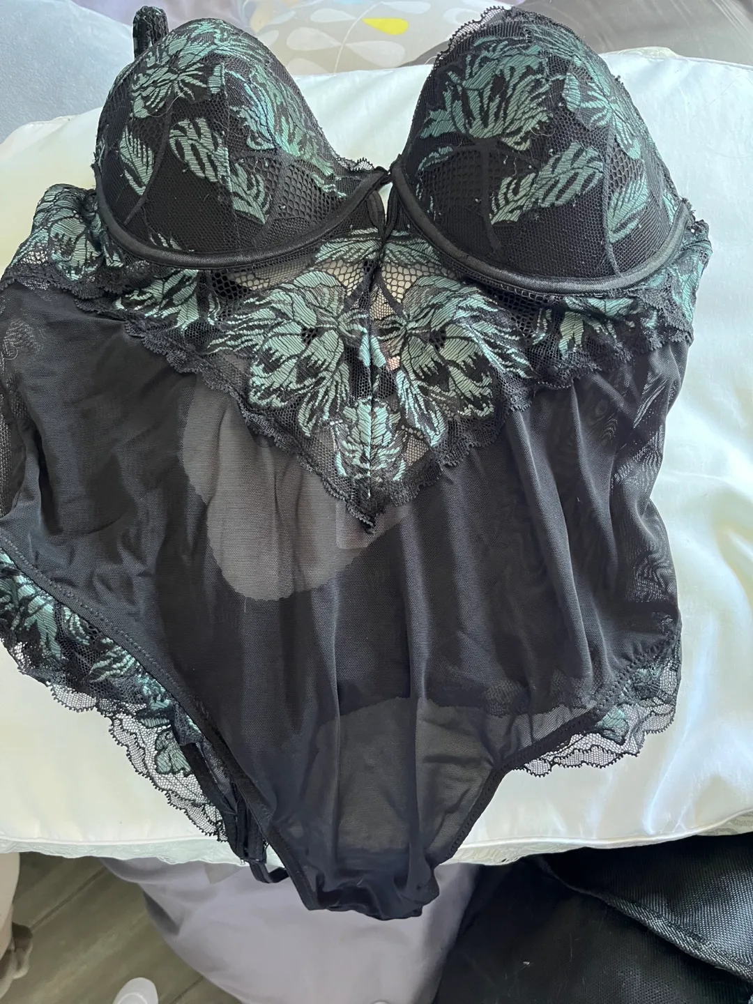 Black Floral Lace Bodysuit thumbnail
