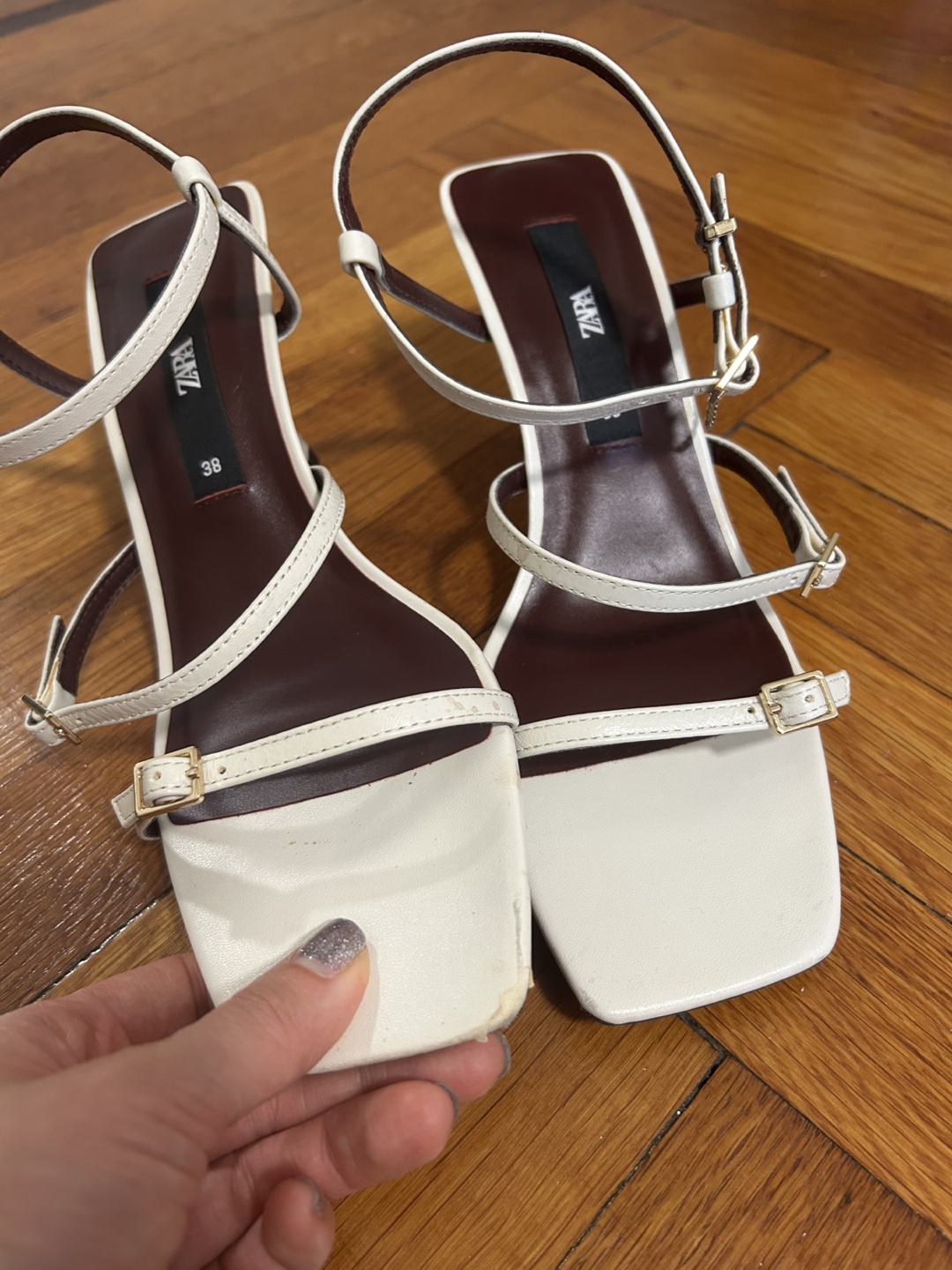 Zara White Heeled Sandals - Size 38 - photo 5