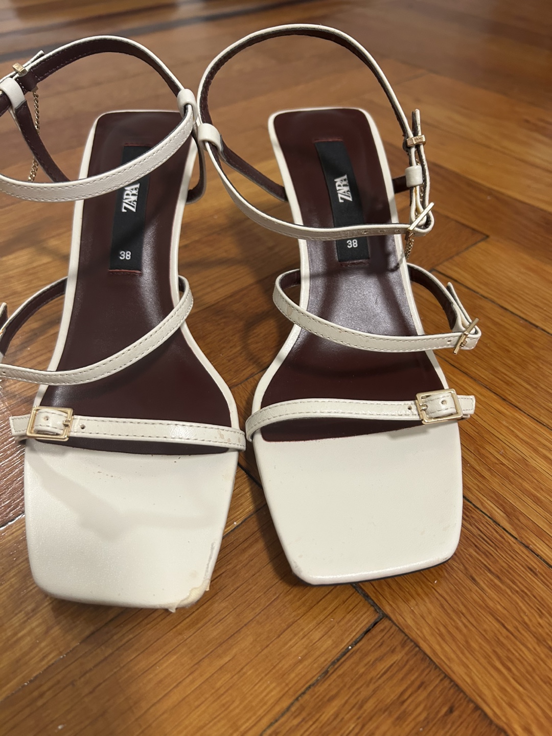 Zara White Heeled Sandals - Size 38 - photo 4