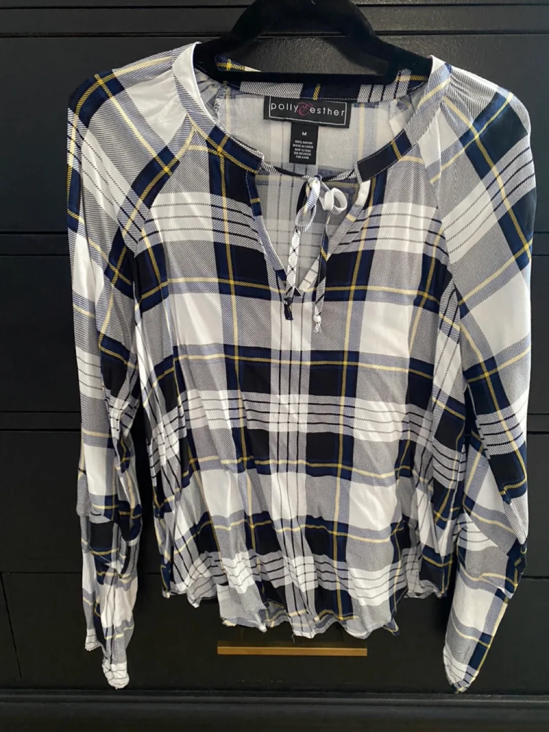 Polly & Esther Plaid Blouse - Size M thumbnail