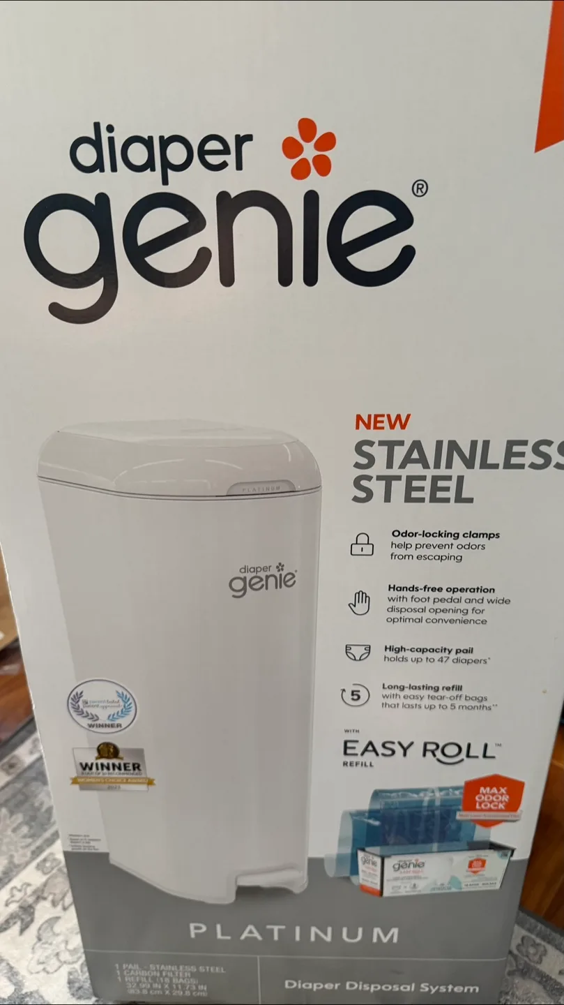 (Brand new)Diaper Genie Platinum Stainless Steel Diaper Pail thumbnail