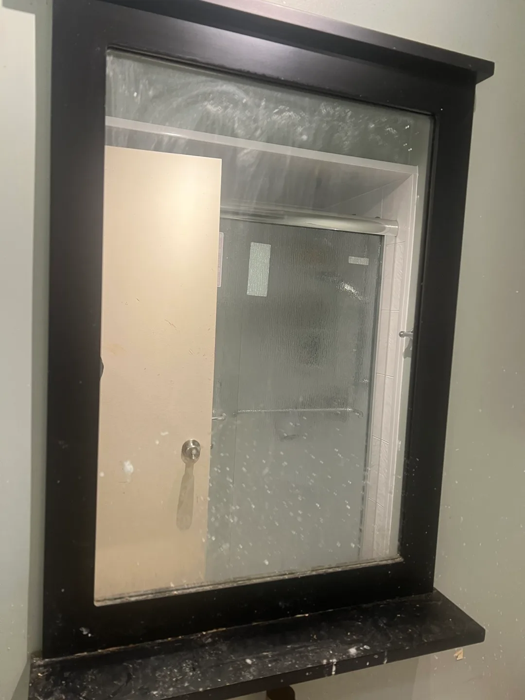 Mirror cabinet with dark brown frame thumbnail