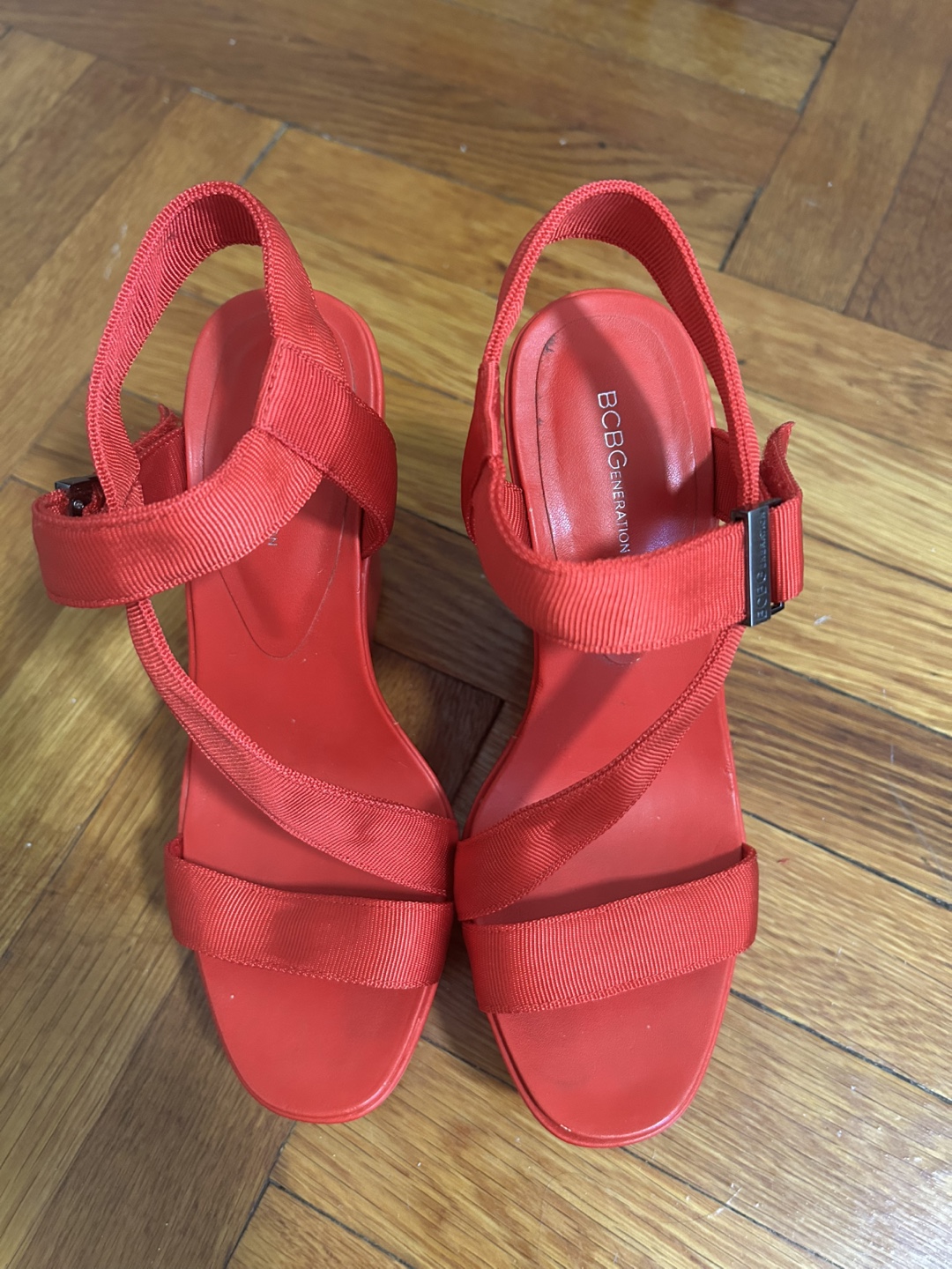 BCBGeneration Red Wedge Sandals