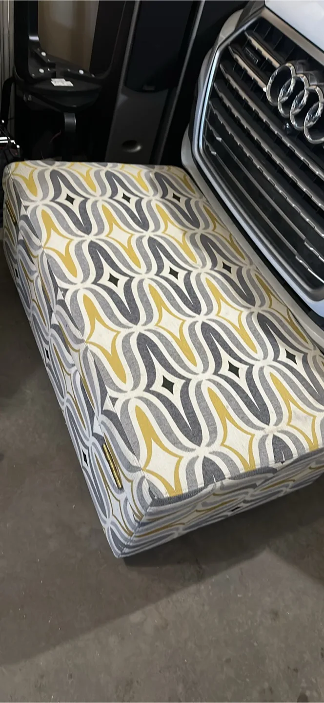 Storage Ottoman Bench - Grey, Yellow Pattern thumbnail