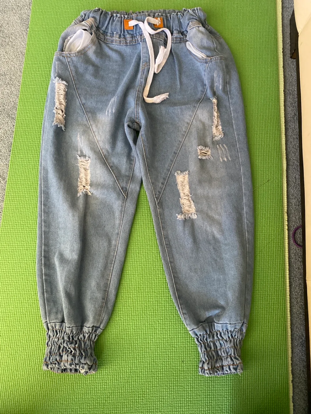 Distressed Denim Jogger Pants thumbnail