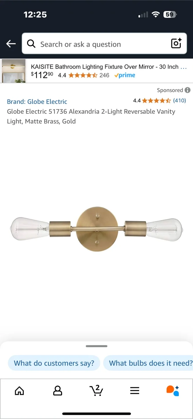 Globe Electric Alexandria 2-Light Vanity Light thumbnail