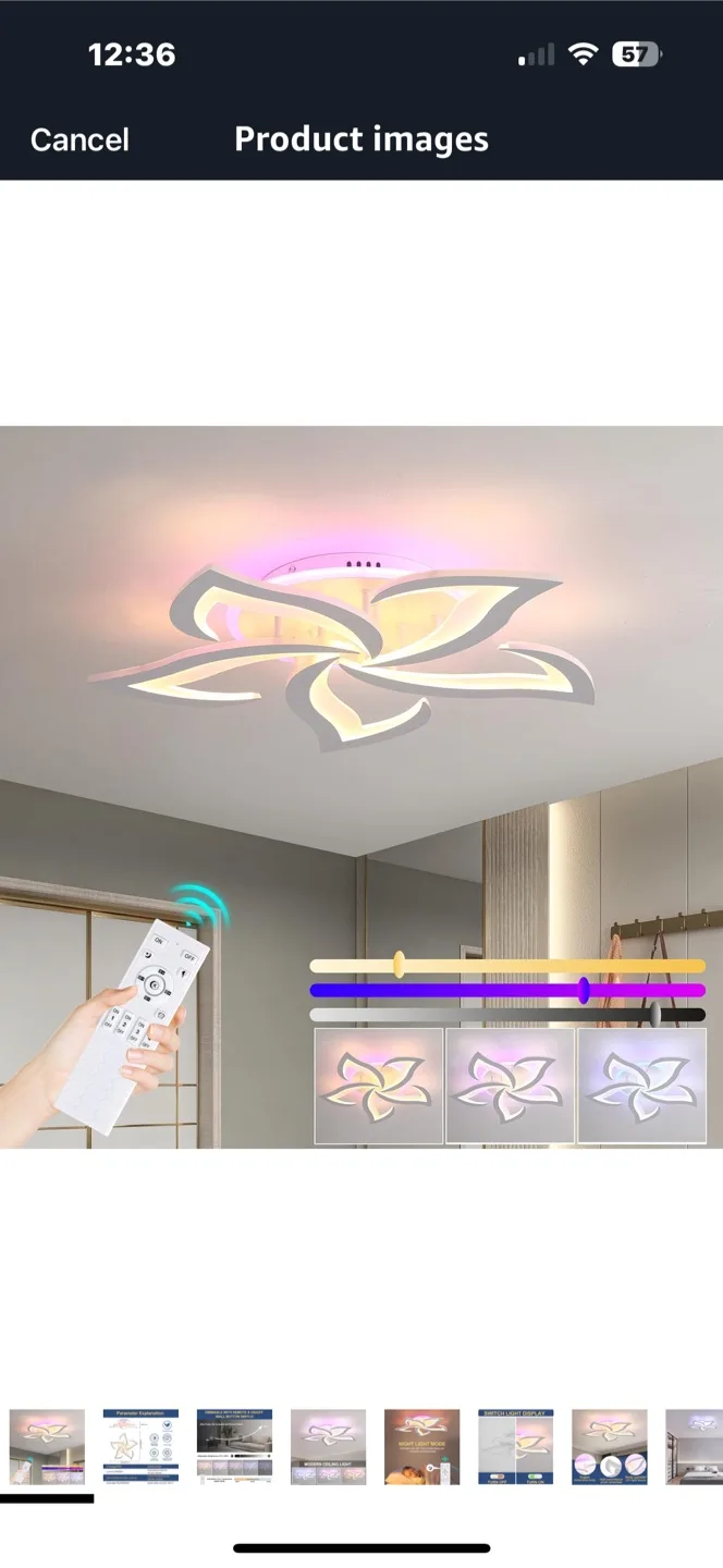 Flower LED Ceiling Light - Dimmable with Remote thumbnail