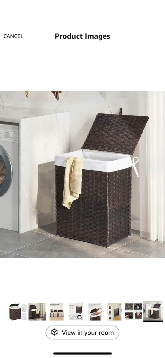 Wicker Laundry Hamper with Lid thumbnail