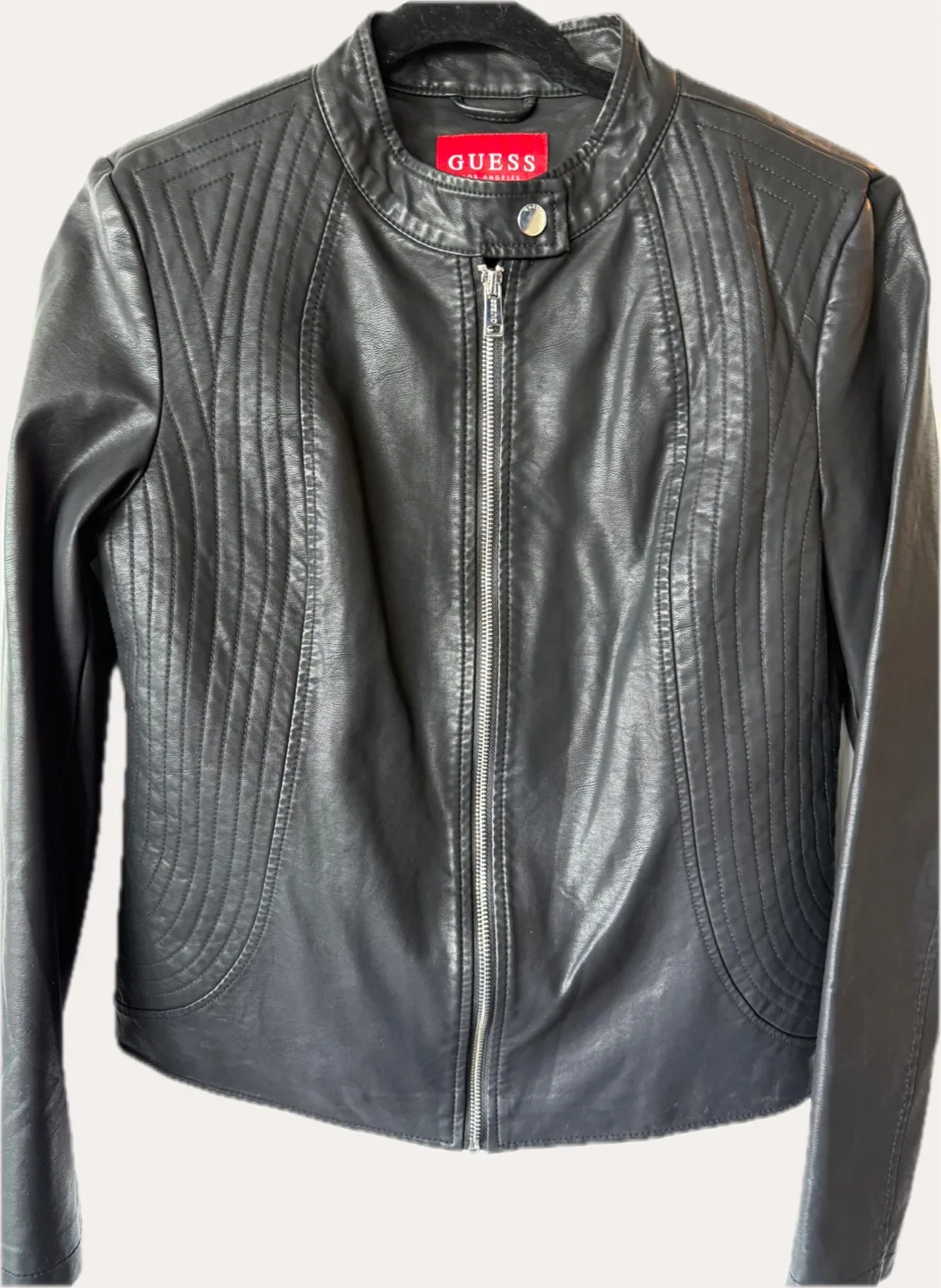 GUESS Black Faux Leather Jacket – Size S (New Without Tags) image indicator(2)