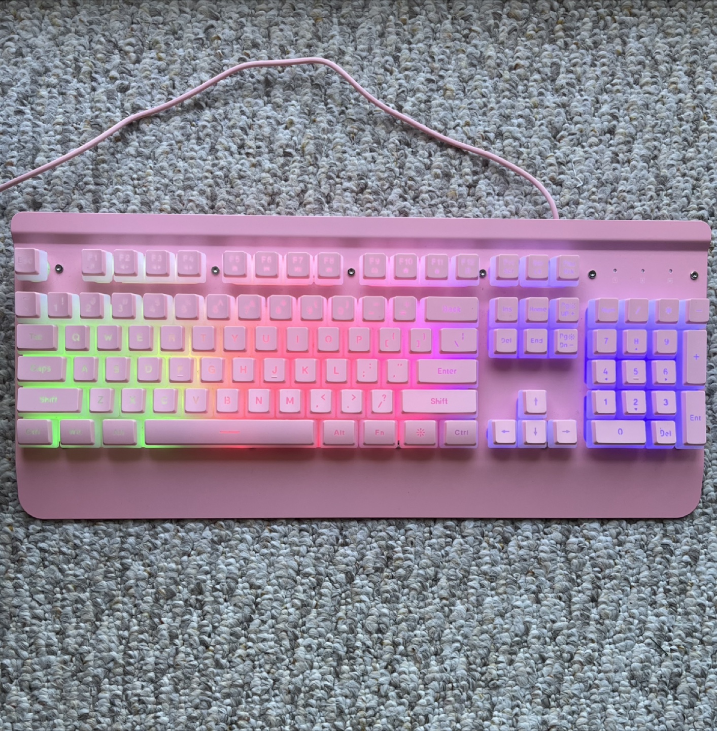 Wired Pink Mechanical Keyboard with RGB Lighting