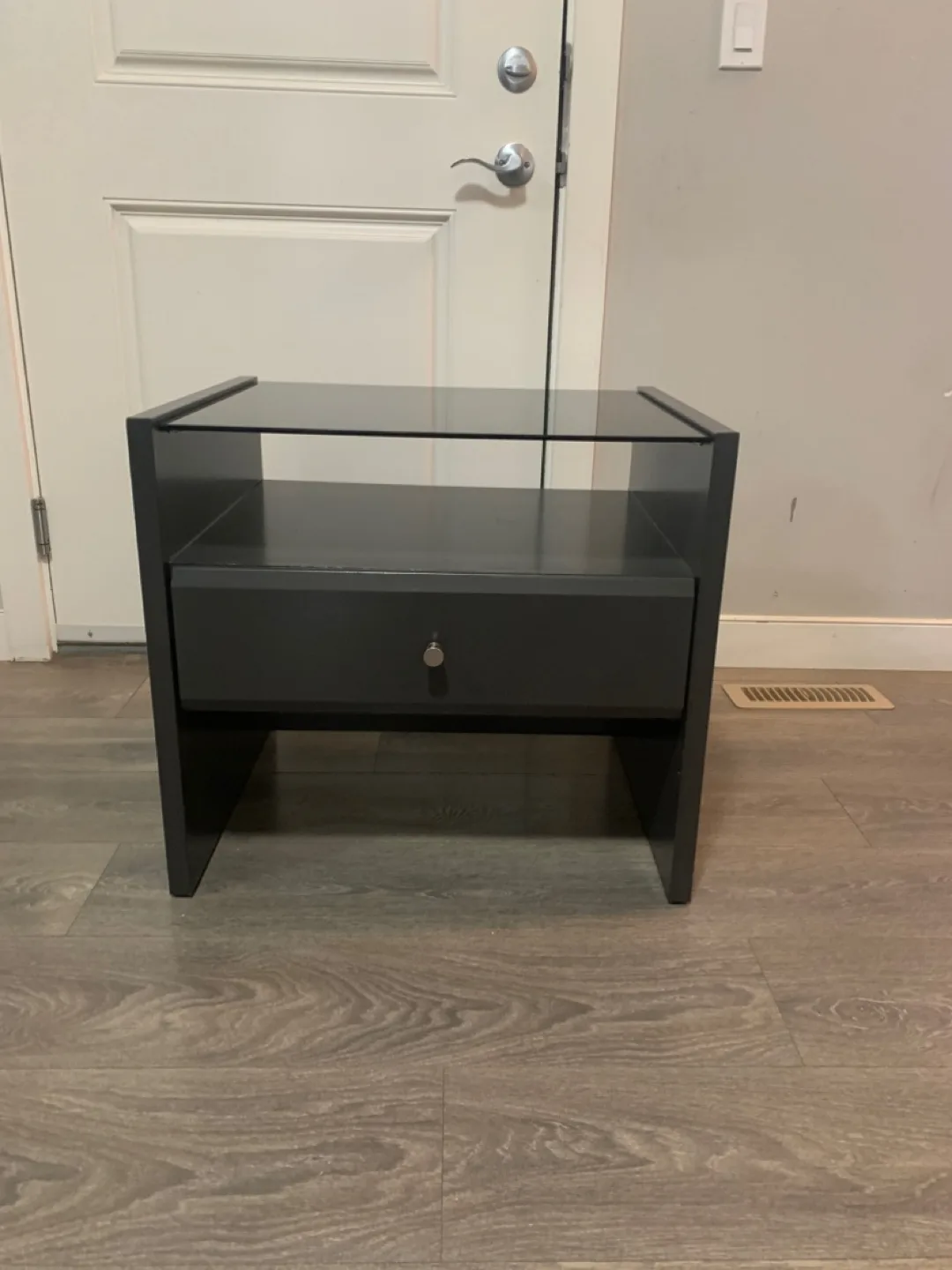 Nightstand with Glass Top & Drawer thumbnail