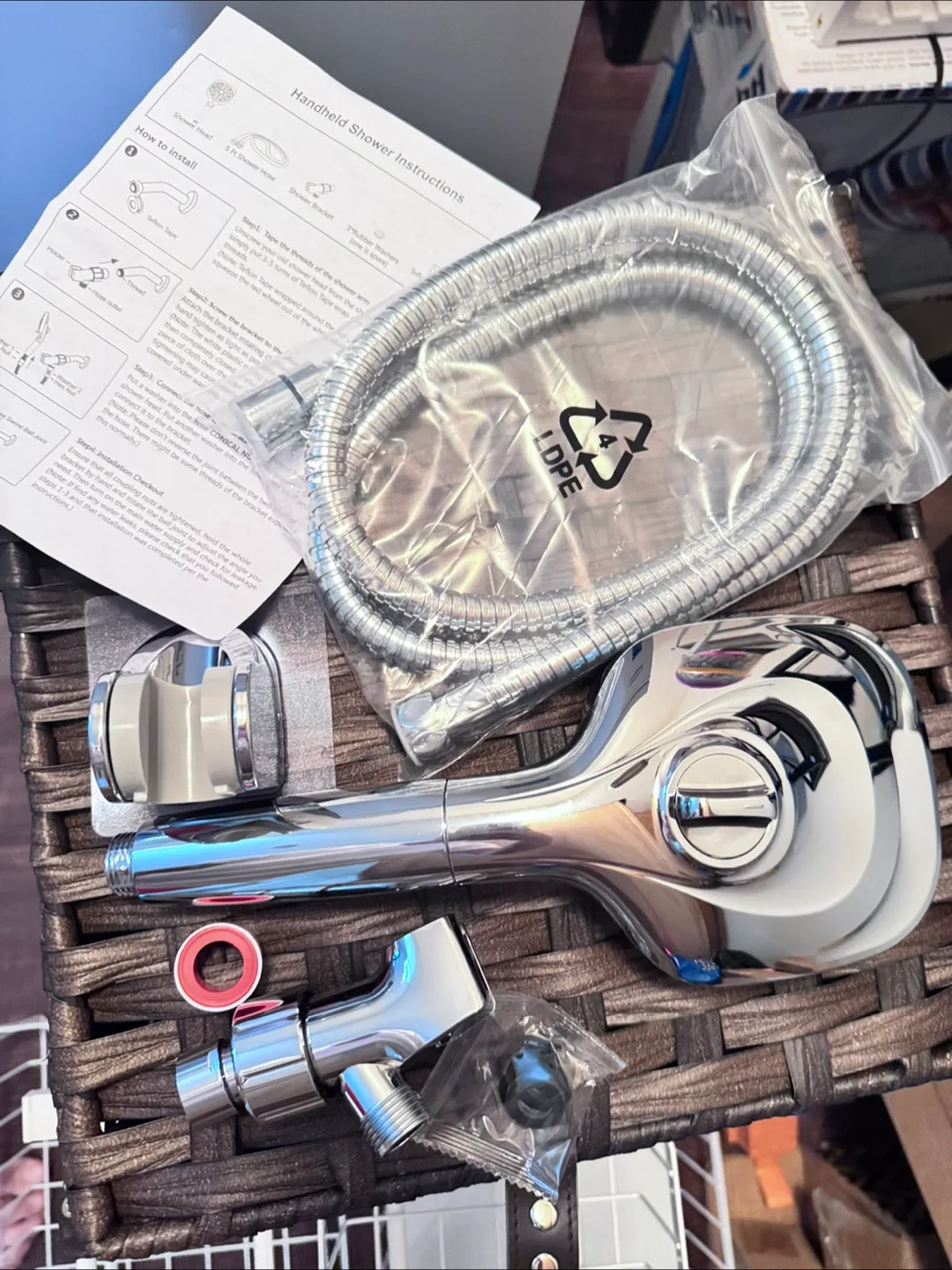 Handheld Shower Head with Hose & Bracket - New! thumbnail