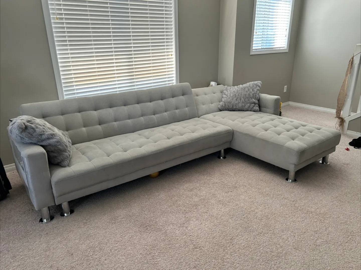 Convertible Sectional Sleeper Sofa light grey thumbnail