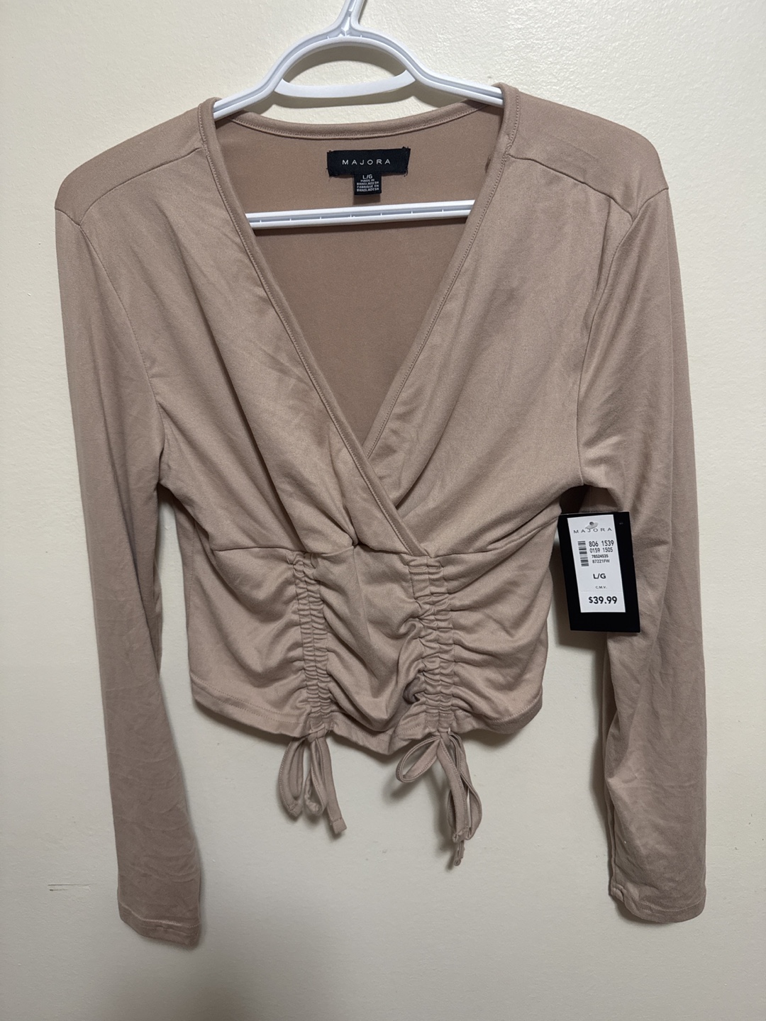 Majora Beige Long Sleeve Top - Size Large