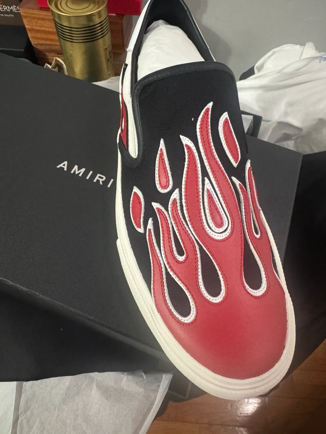 AMIRI Flame Slip-On Sneakers - Black/Red thumbnail
