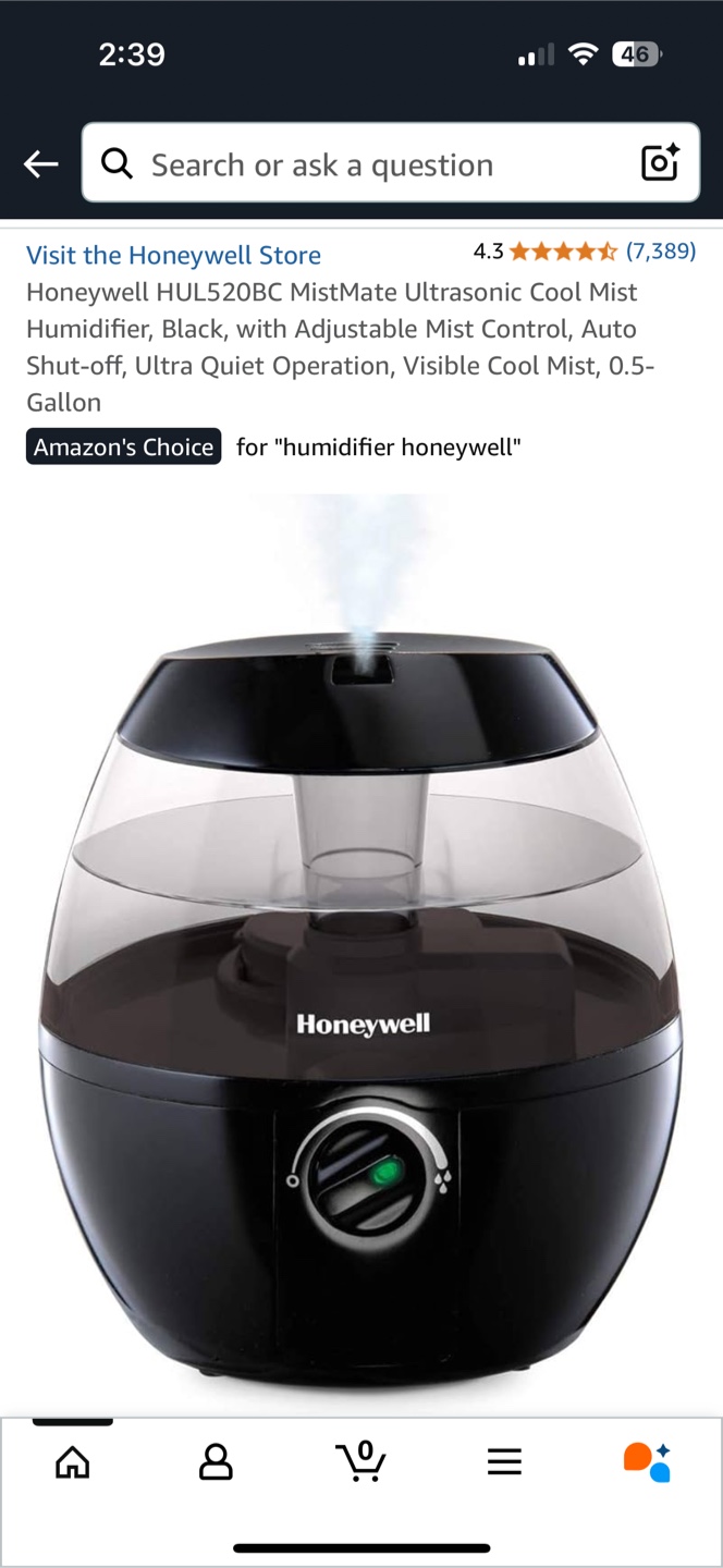 Honeywell HUL520BC MistMate Ultrasonic Humidifier - photo 2