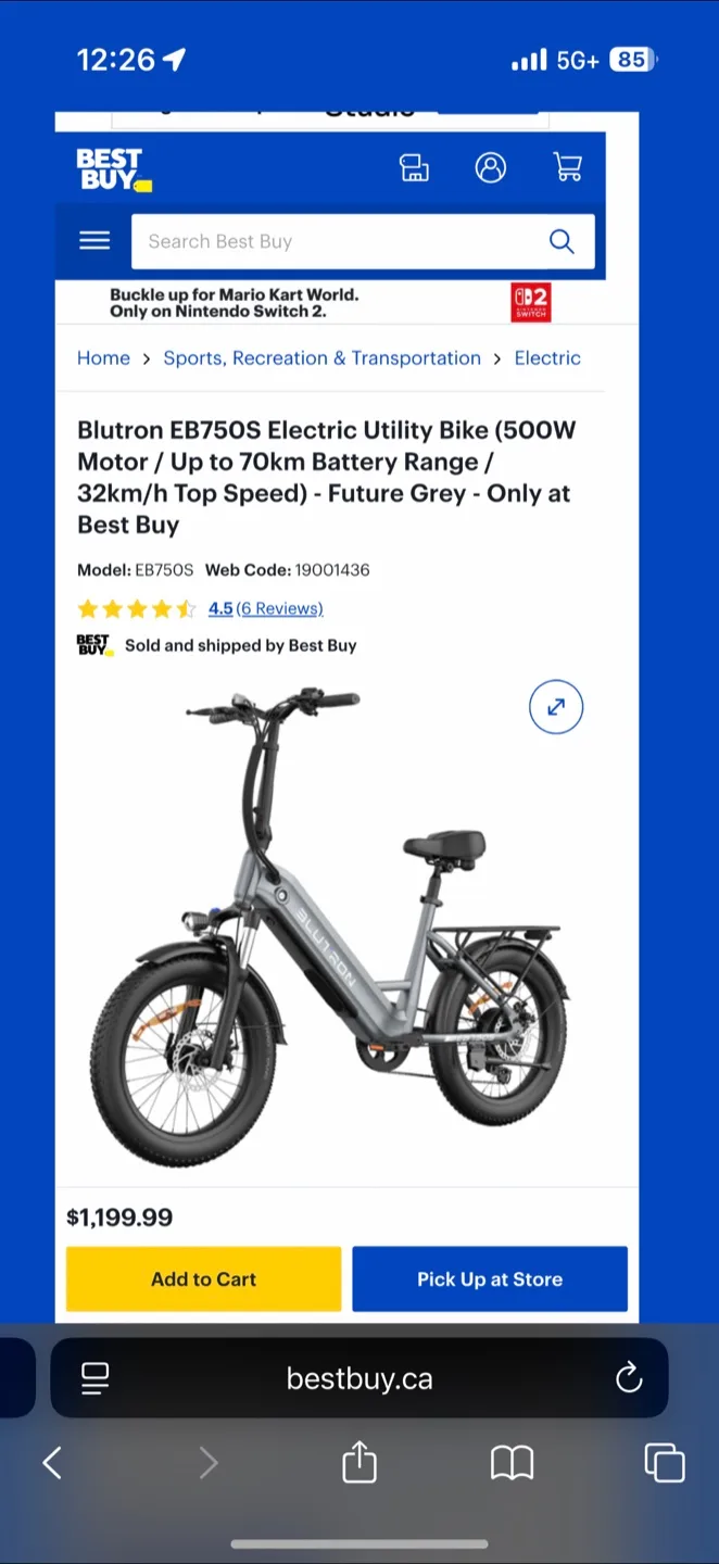 NEW! Blutron EB750S E-Bike (500W + 70Km Range + 32km/h) - $1,355 image indicator(9)