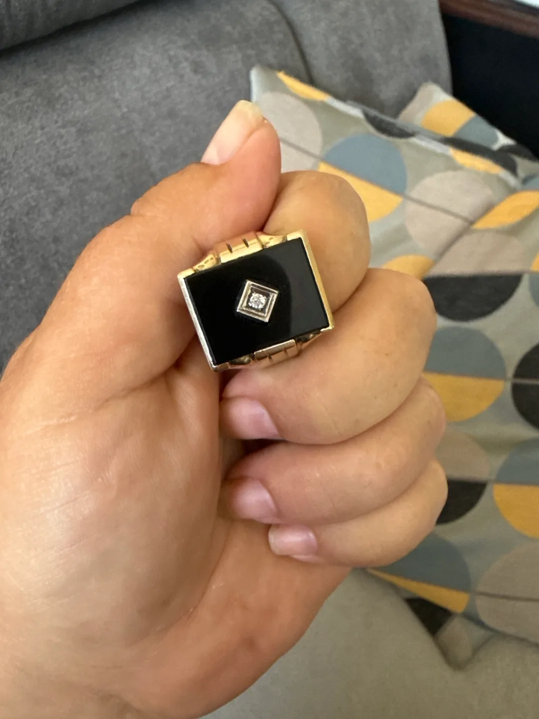 Vintage Onyx & Diamond Ring Size 10.5 image indicator(2)