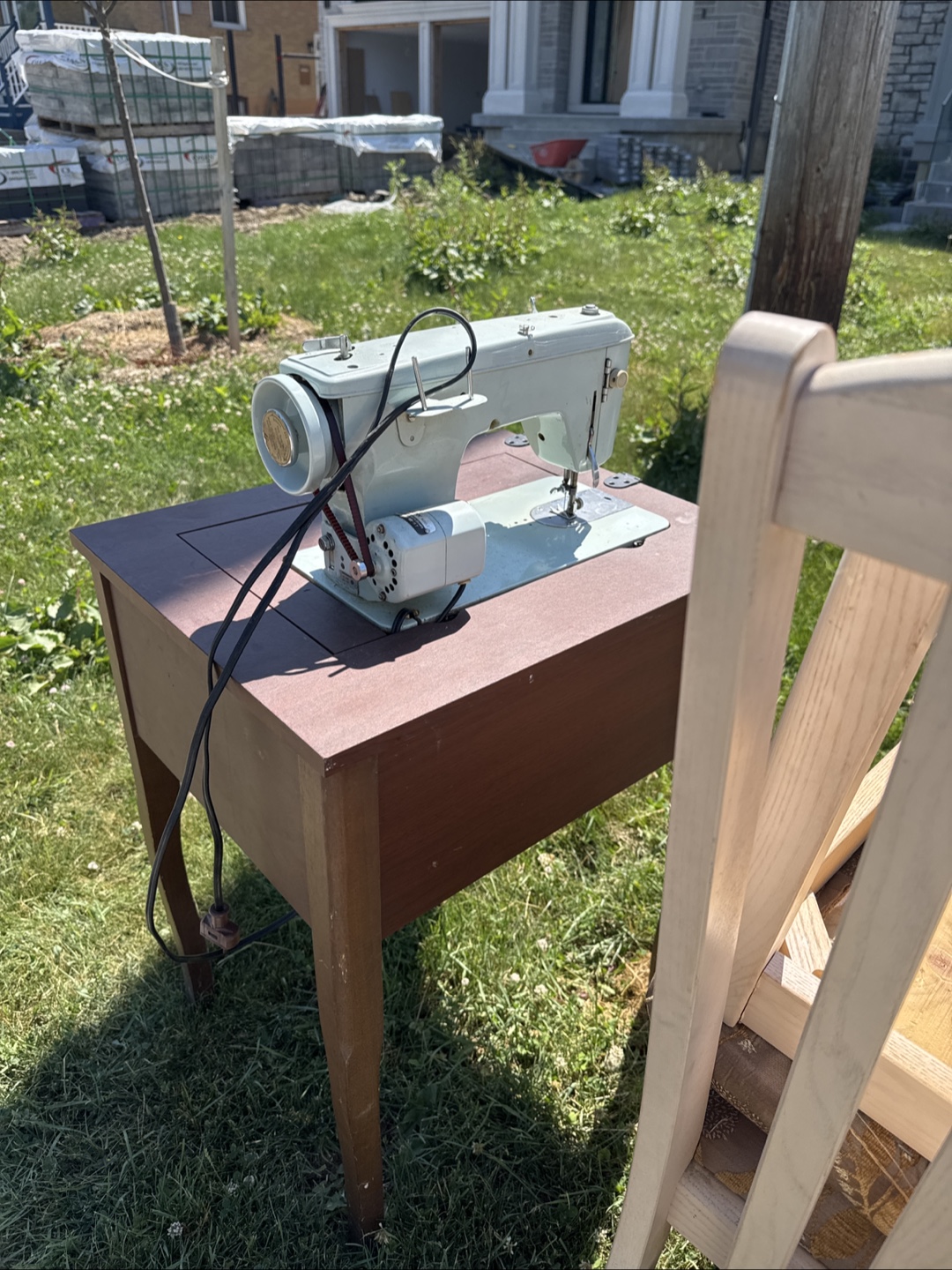 Vintage Sewing Machine with Cabinet - photo 2