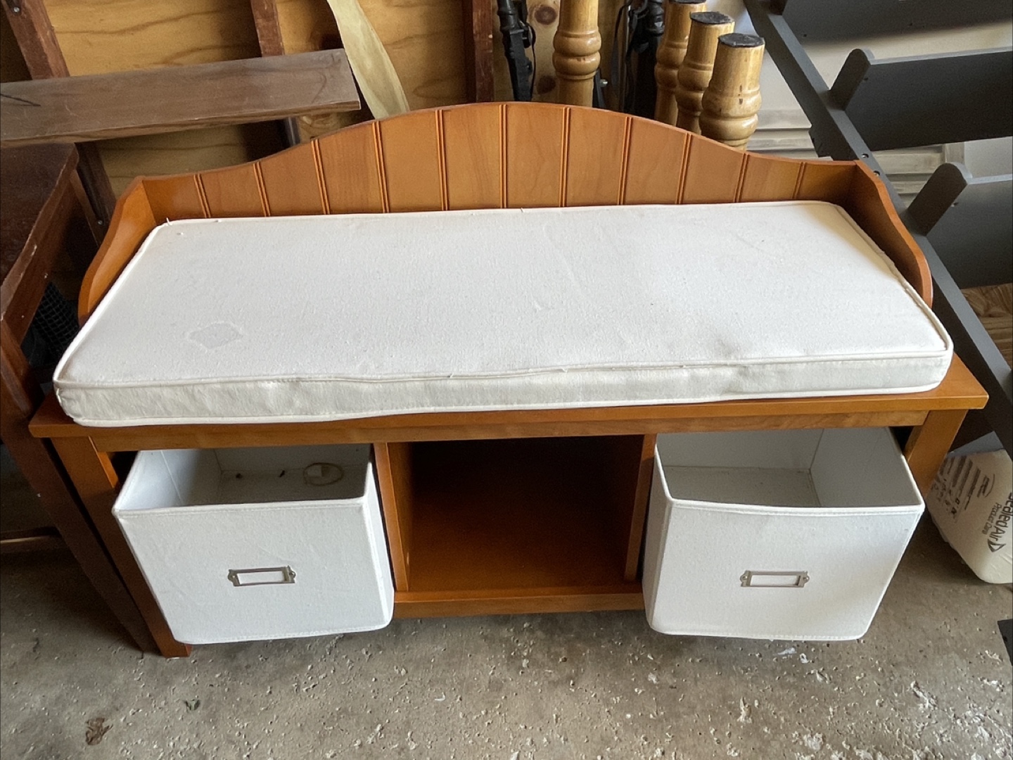 Wood Entryway Bench with Storage Cubbies - photo 2