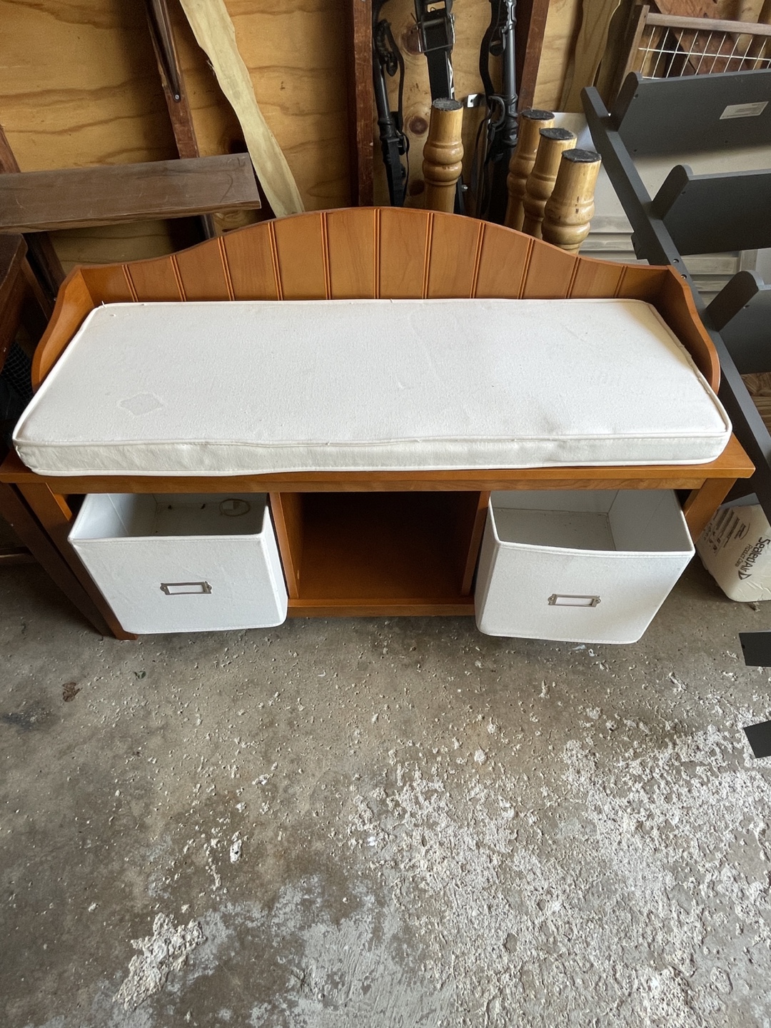 Wood Entryway Bench with Storage Cubbies