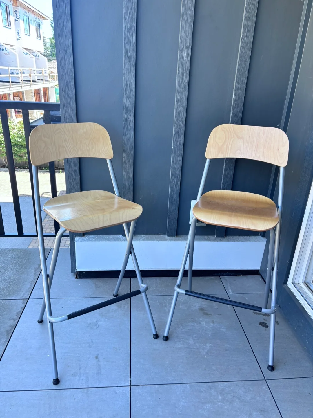 Two Light Wood & Metal Bar Stools thumbnail