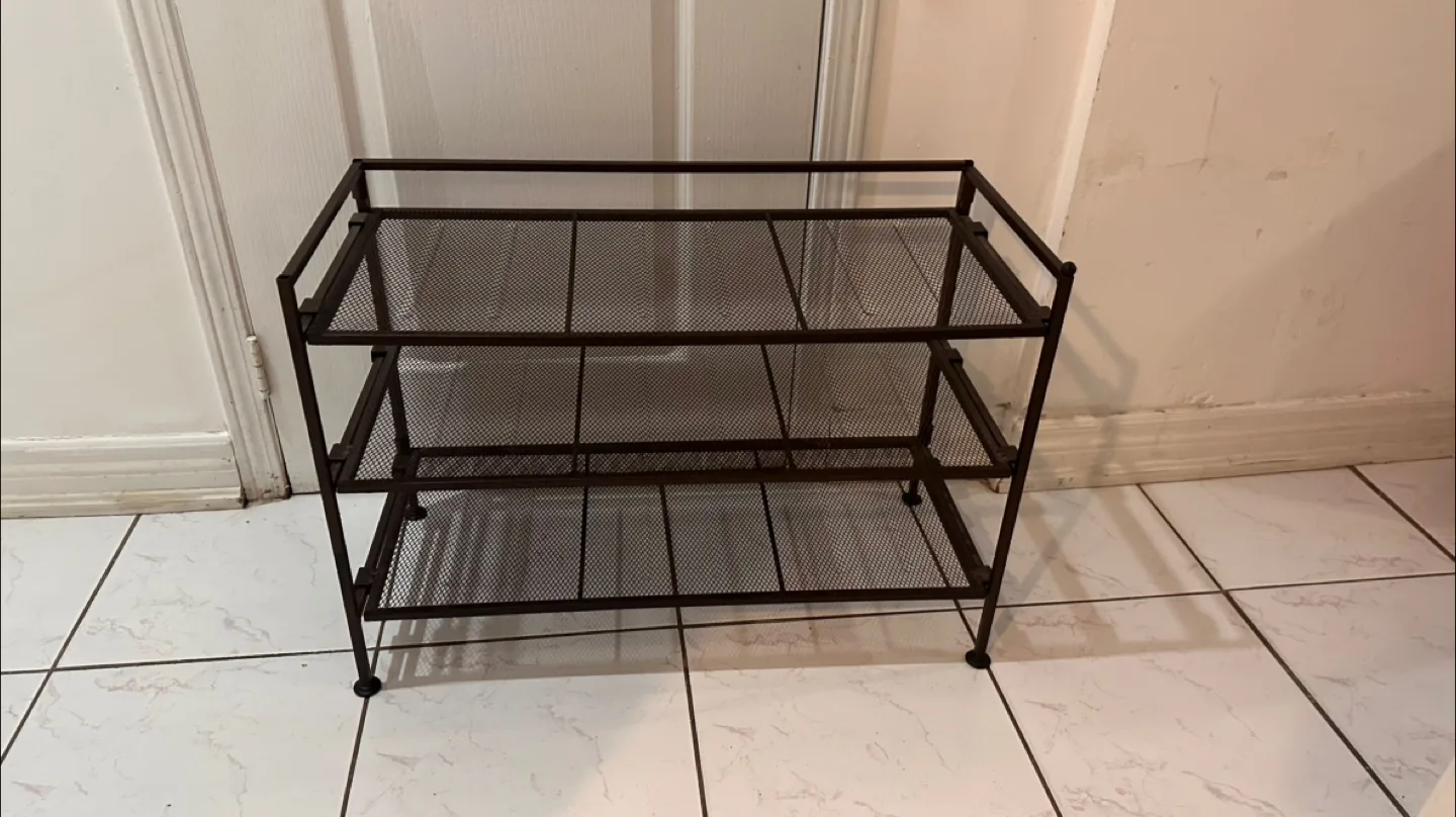 Brown Metal 3-Tier Shoe Rack thumbnail