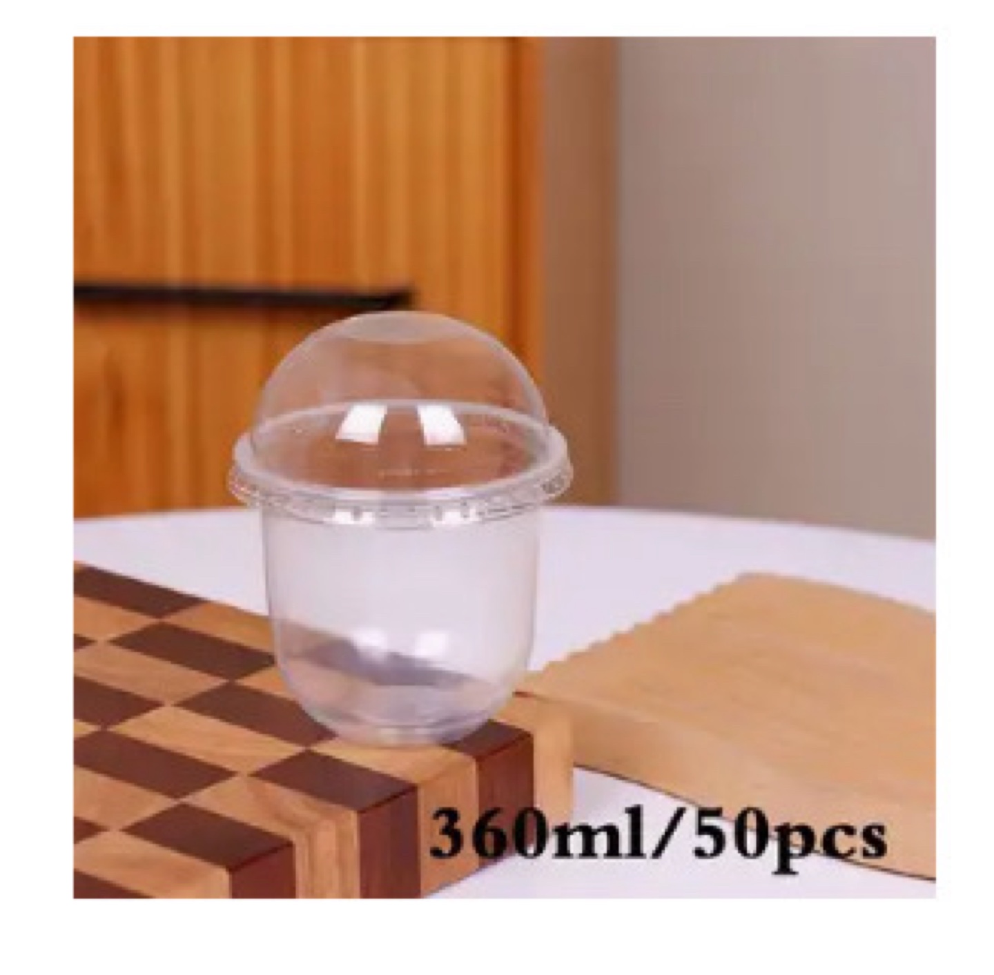360ml Disposable Plastic Cups with Lids - 50 Pieces