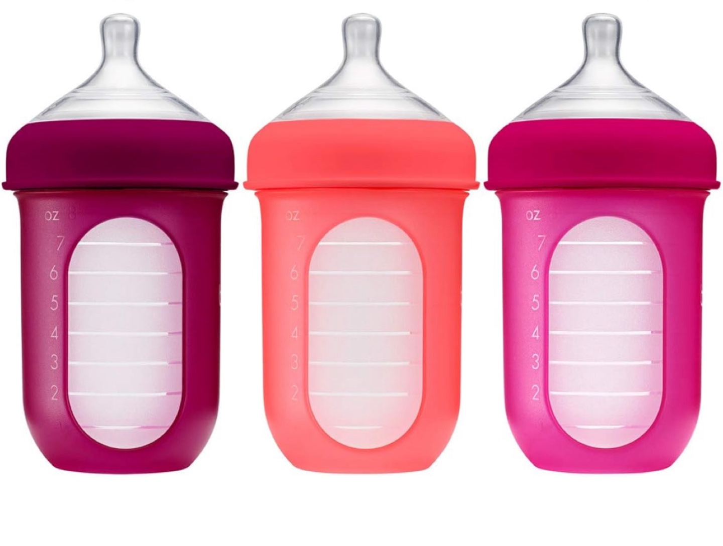 Boon Nursh Reusable Silicone Baby Bottles, 3-pack - photo 2