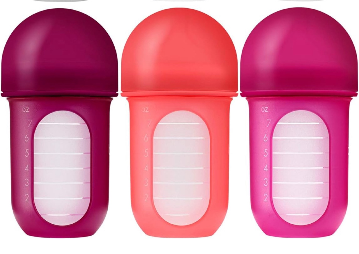 Boon Nursh Reusable Silicone Baby Bottles, 3-pack