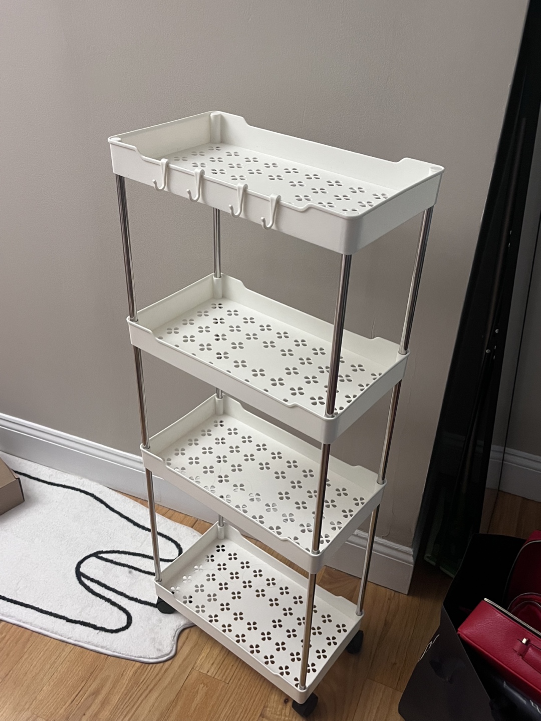 White 4-Tier Rolling Storage Cart