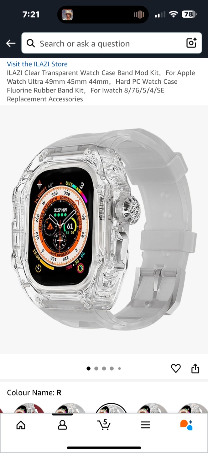 ILAZI Clear Apple Watch Case 49mm Transparent Band